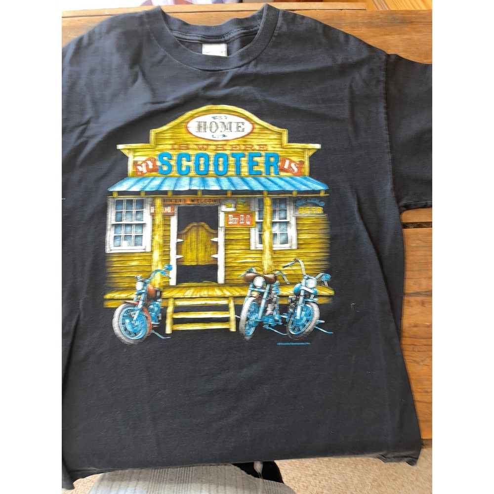 Tennessee River Home Is Where My Scooter Is Biker‎ Graphic Tee Black Mens L